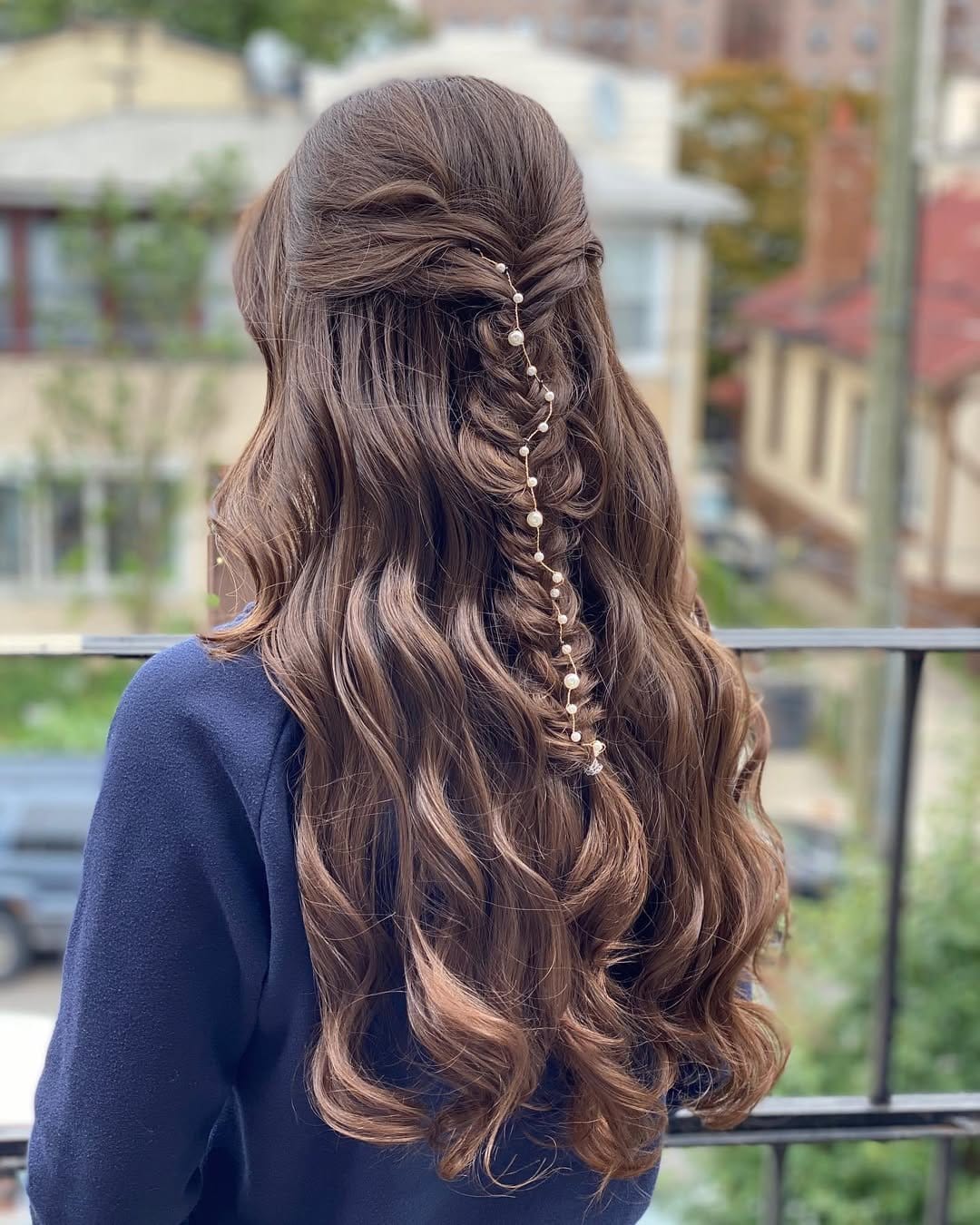 Charming half-up handmade fishtail braid