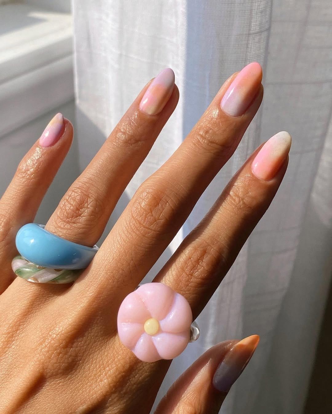 Soft watercolor effect nails
