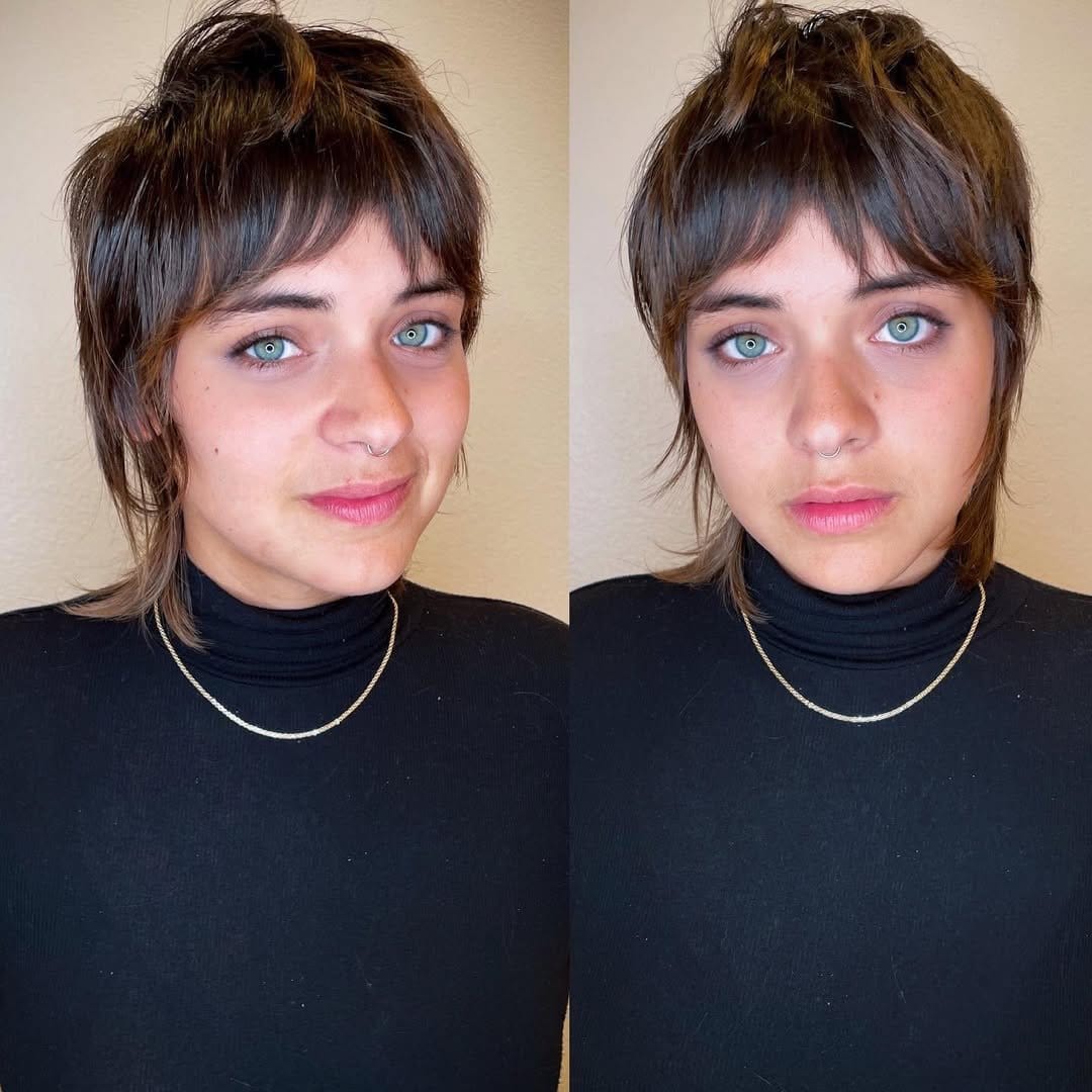 Trendy DIY layered pixie with bangs