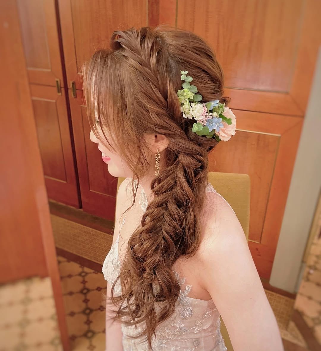 Elegant loose braided hairstyle