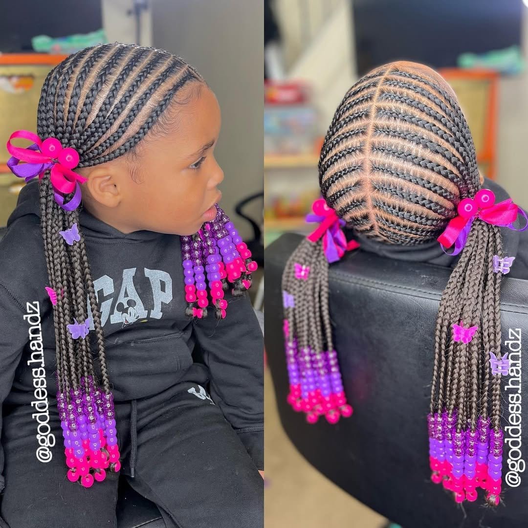 Braided crown leading to low ponytail