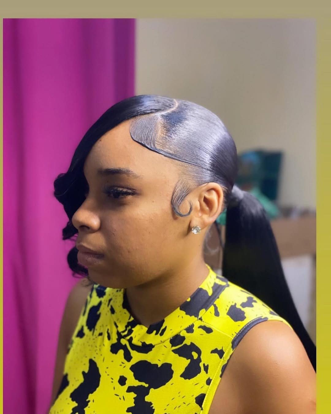 Elegant low ponytail with deep side part