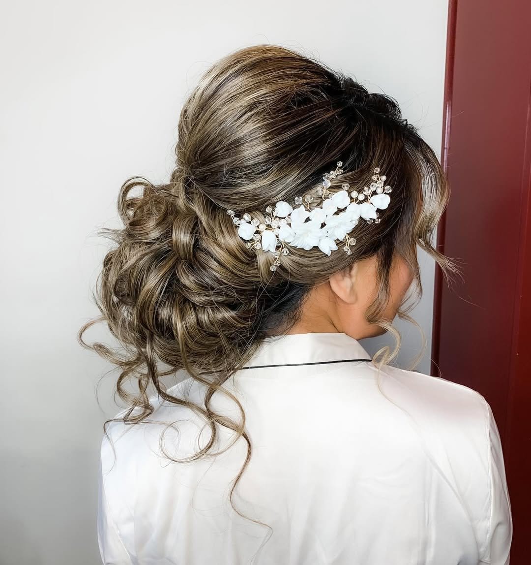 Messy bun with braided details