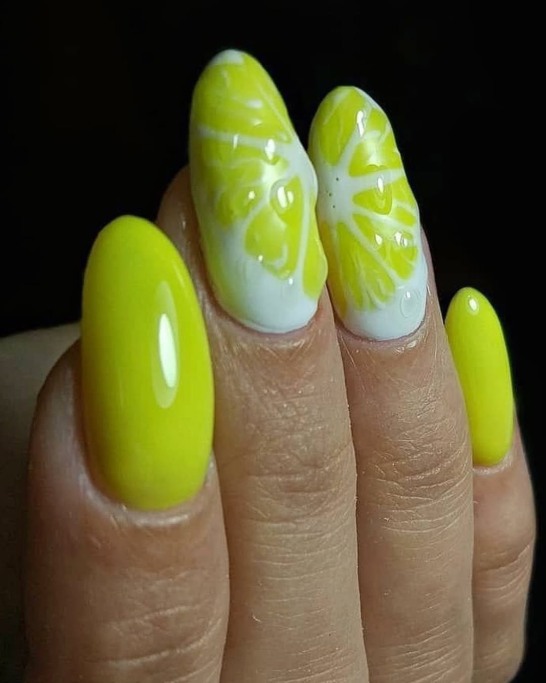 Ombre gradient lemon yellow nails