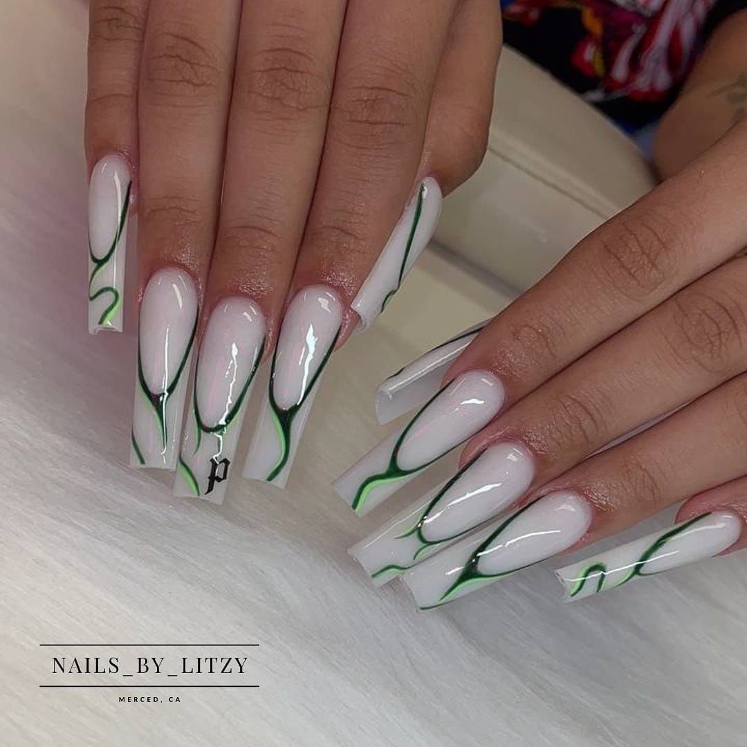 Eye-catching neon French tip nails