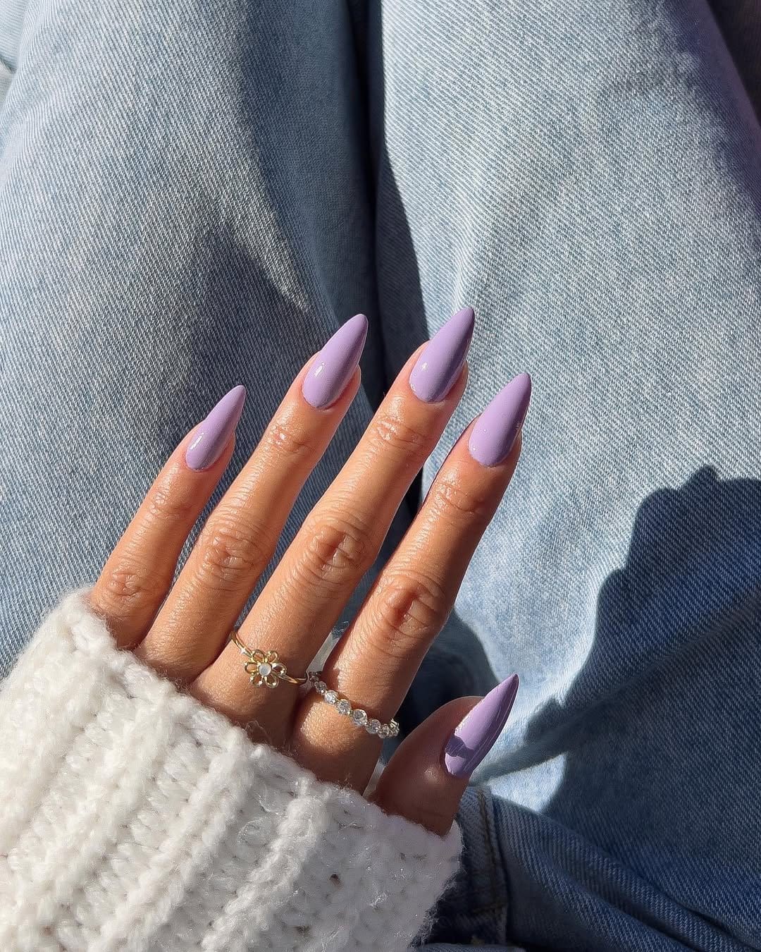 Lavender field-inspired nails with soft purple