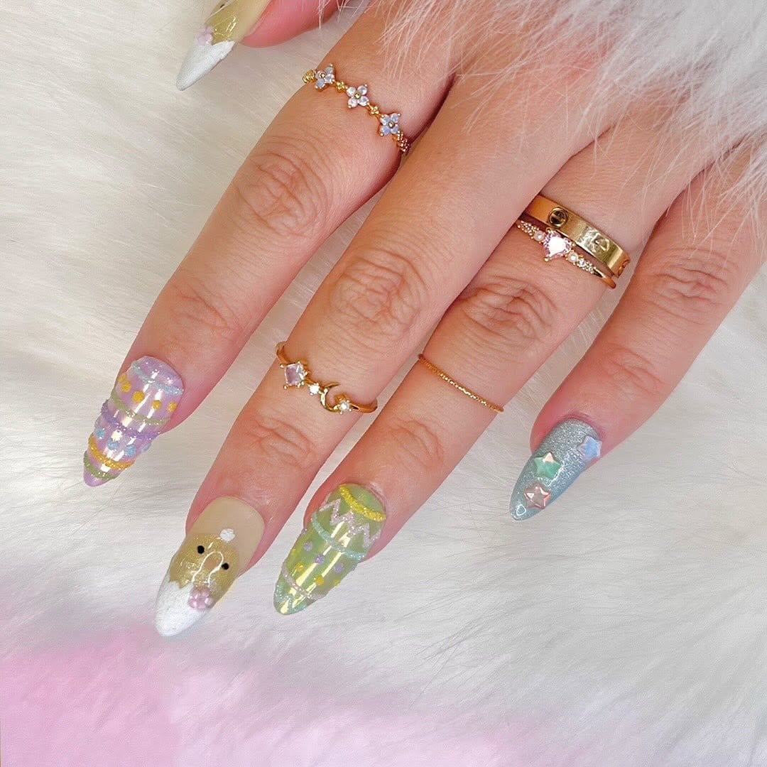 Sparkling glitter Easter nails