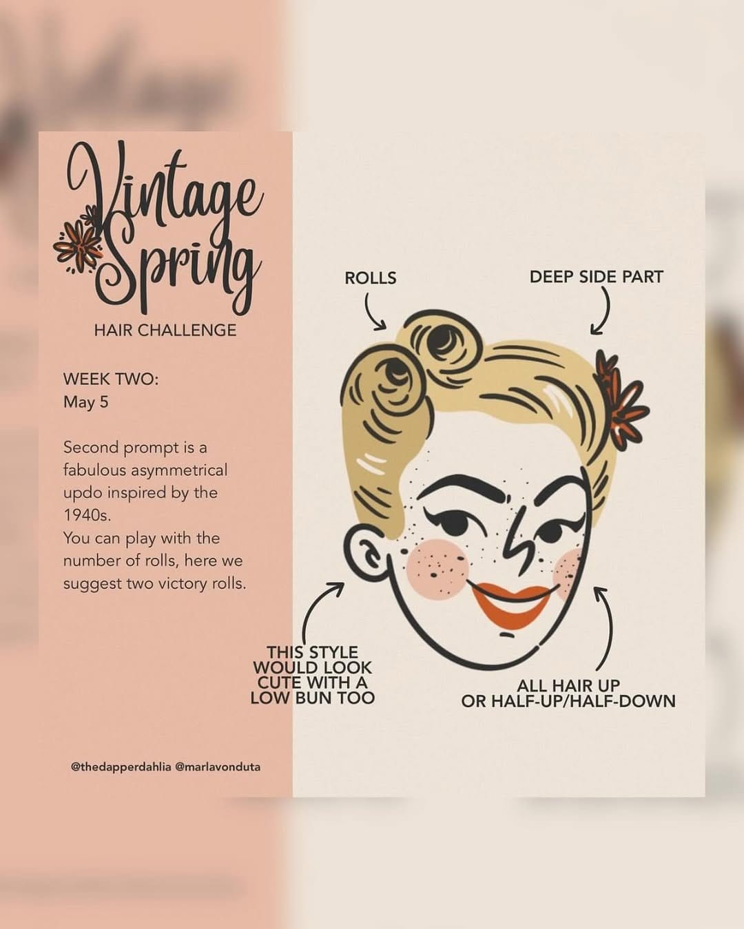 Vintage rolled hairstyle with glam