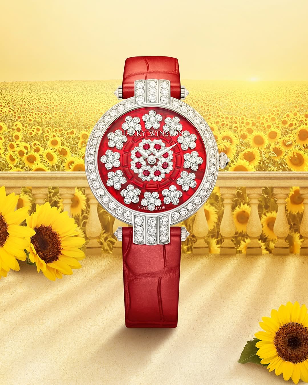 Jewel embellished sunflower nail art