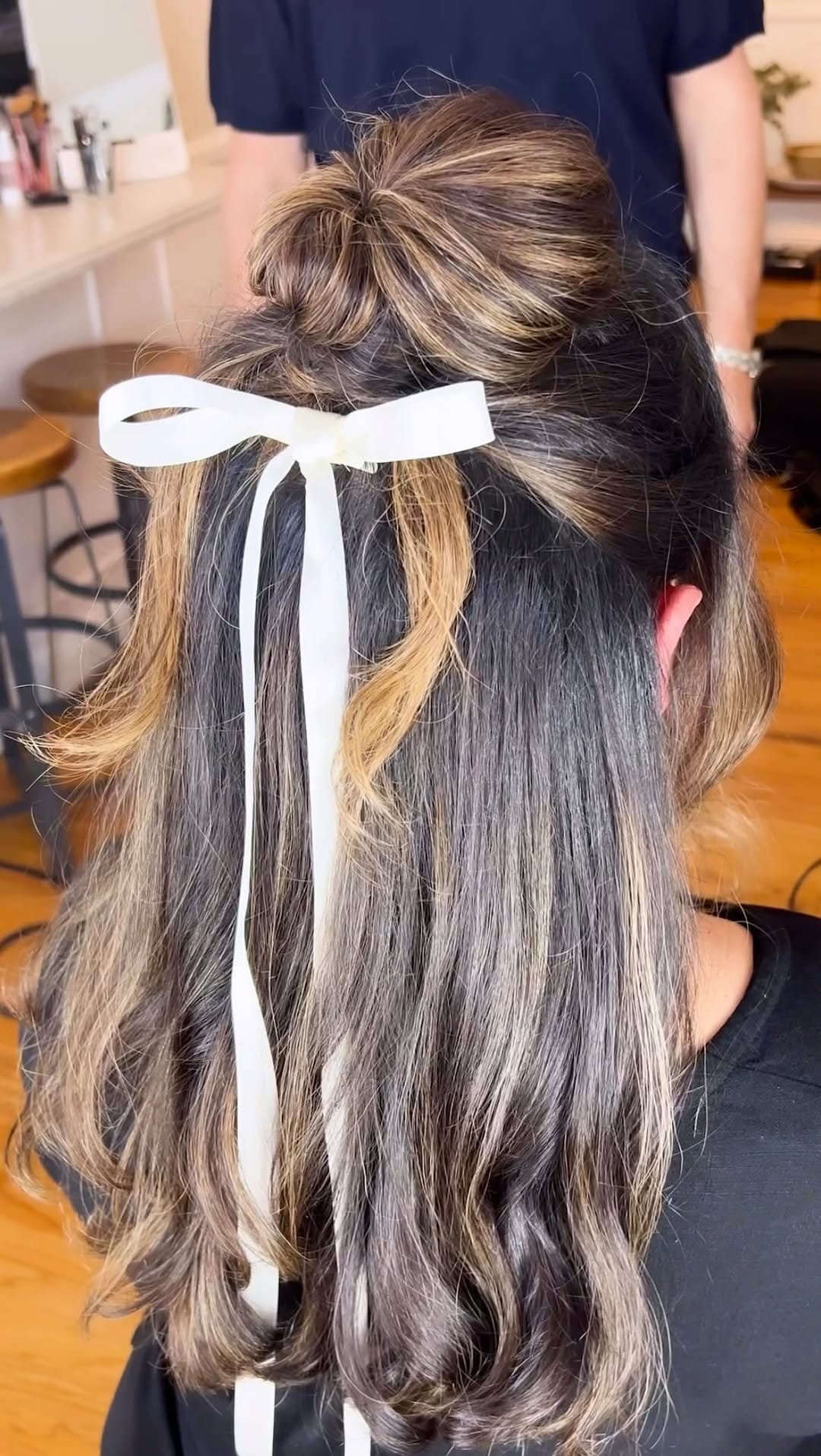 Chic ribbon-wrapped ponytail
