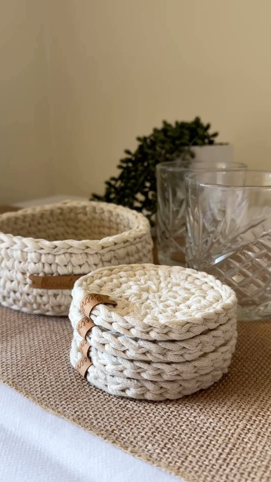 Elegant handmade rope coasters set