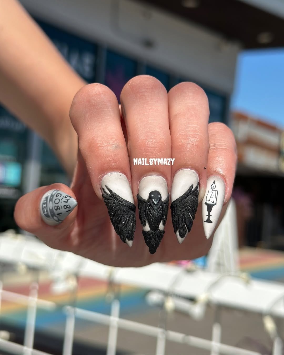 Feather-inspired nail art