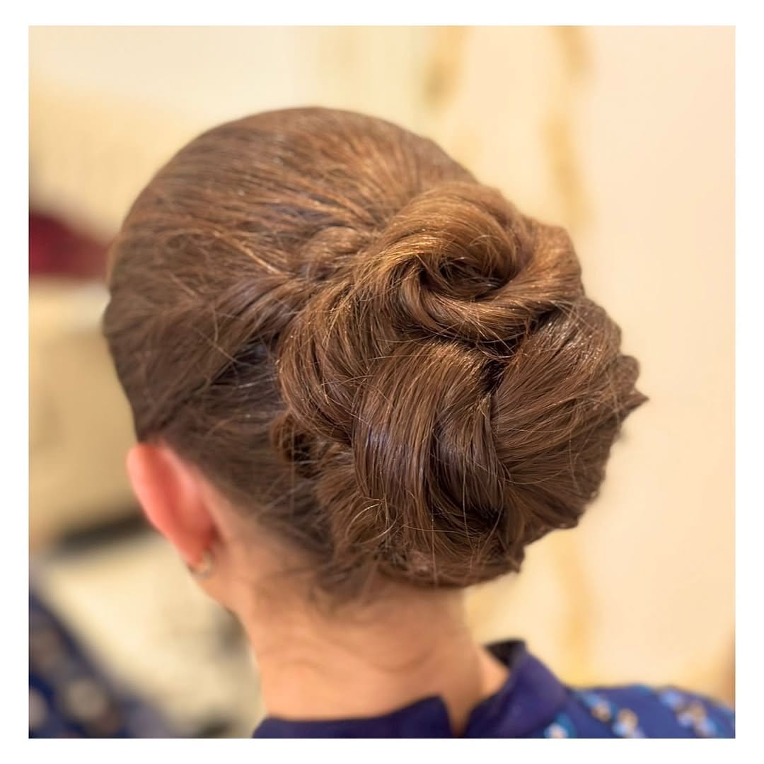 Intricate updo with multiple twists