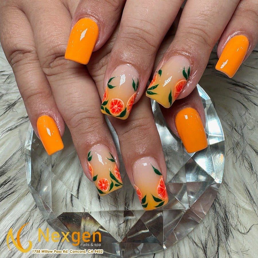 Matte sunflower nail design with muted colors