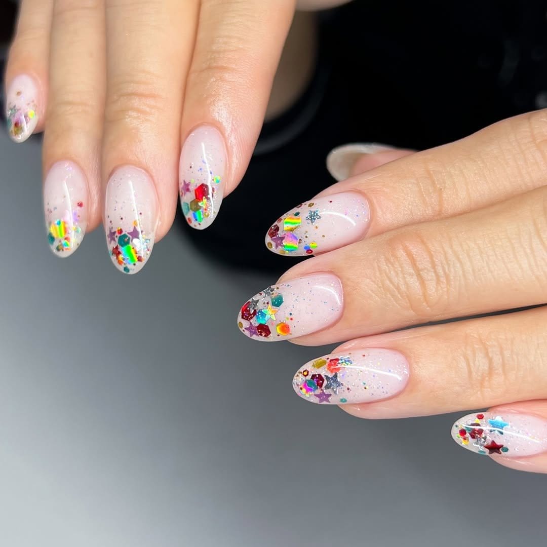 Festive confetti nail art