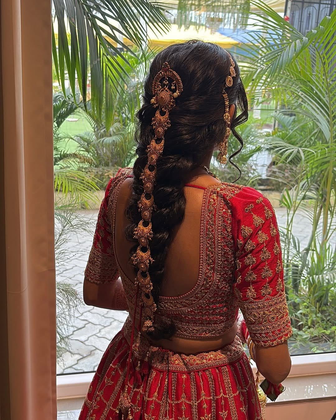 Intricate fishtail braid adorned with pearls