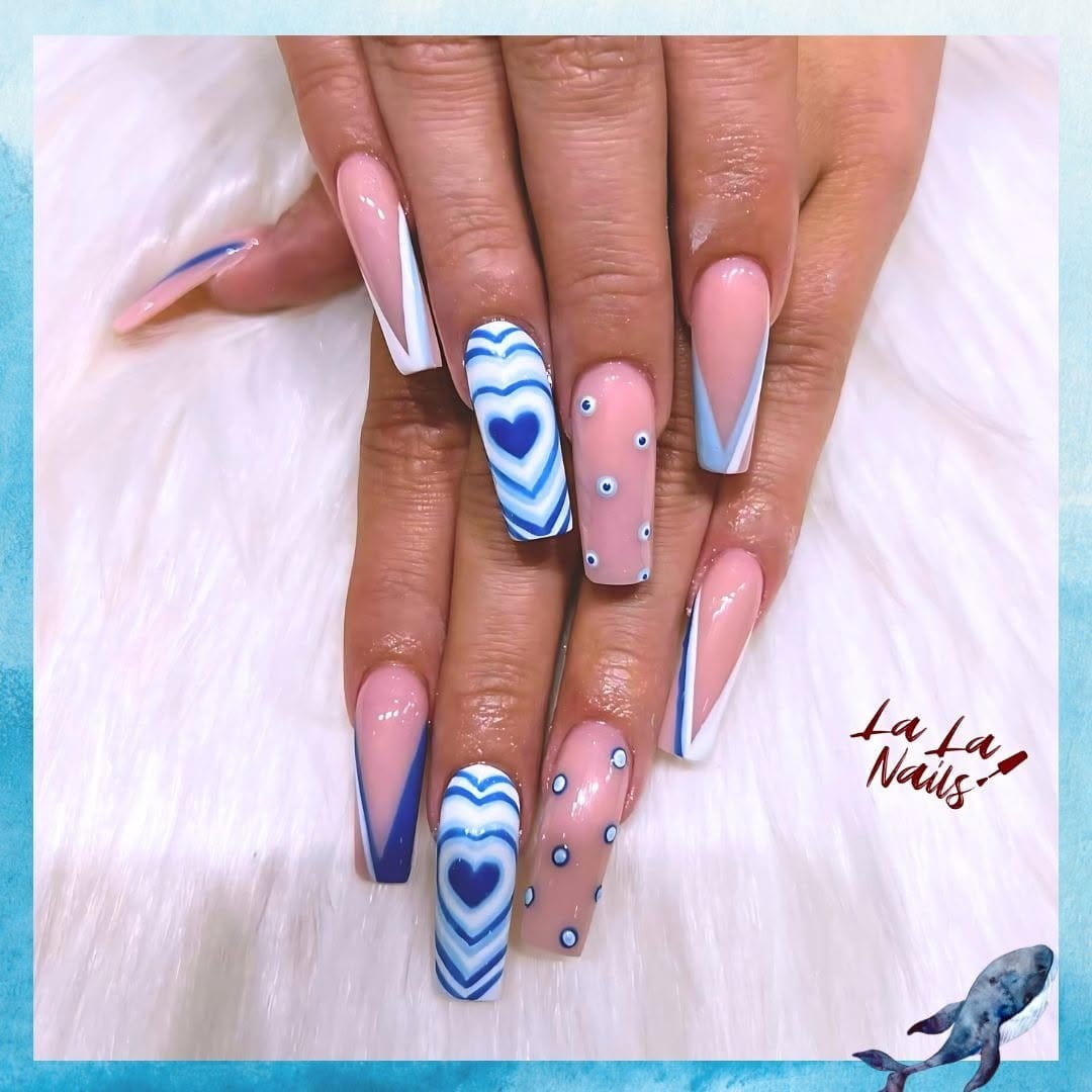 Abstract pastel geometric nail art