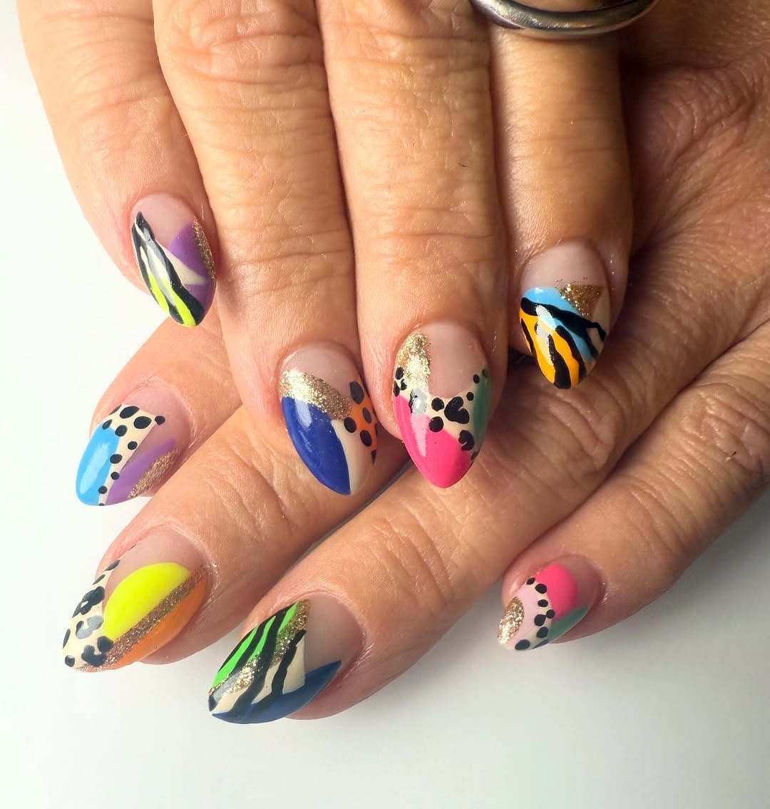 Colorful leopard print nails