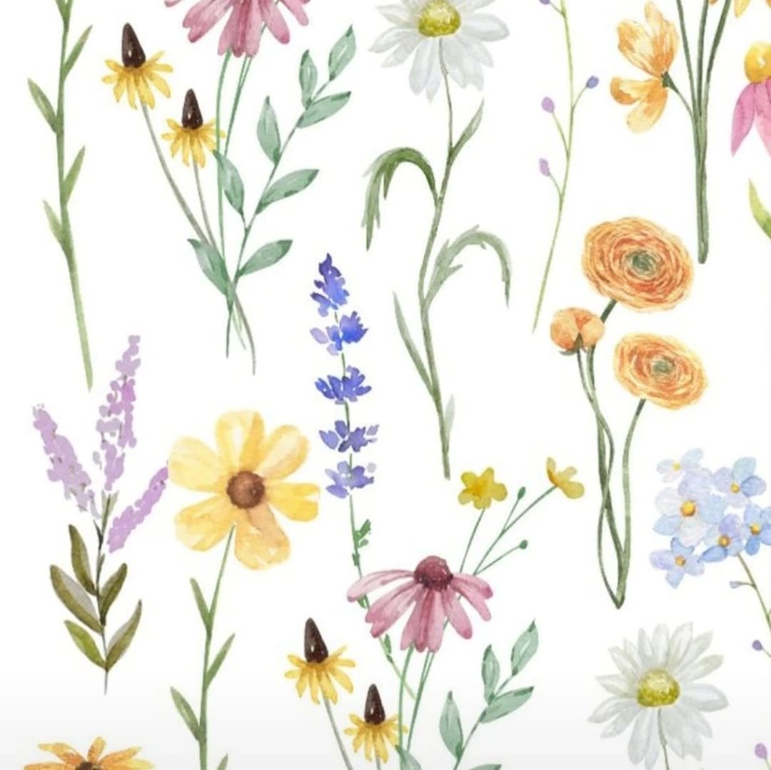 Watercolor flower nail art on light background