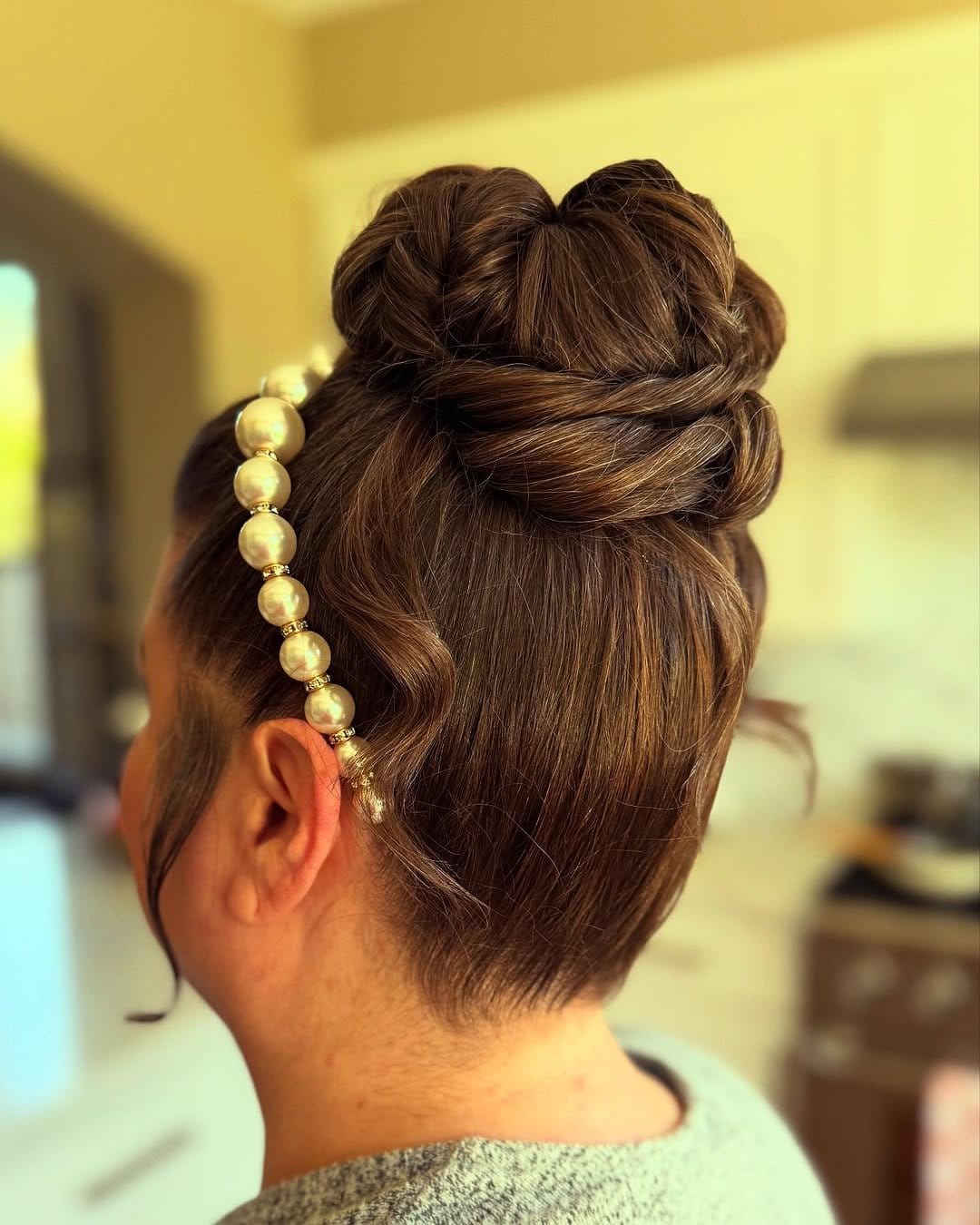 High bun with vintage hairpin