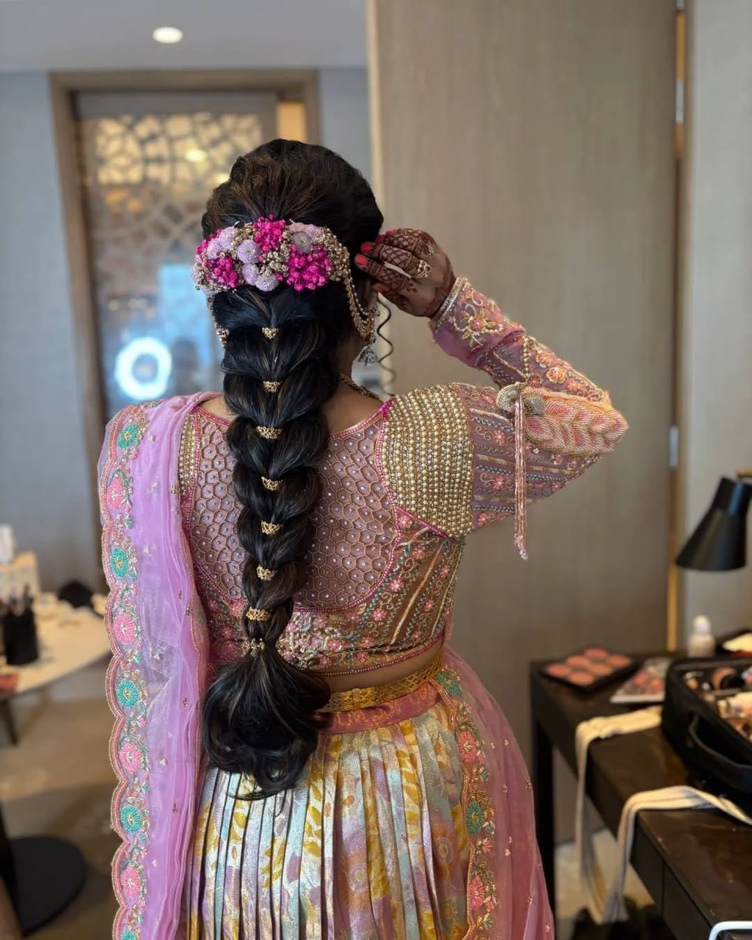 Floral braided crown with blossoms
