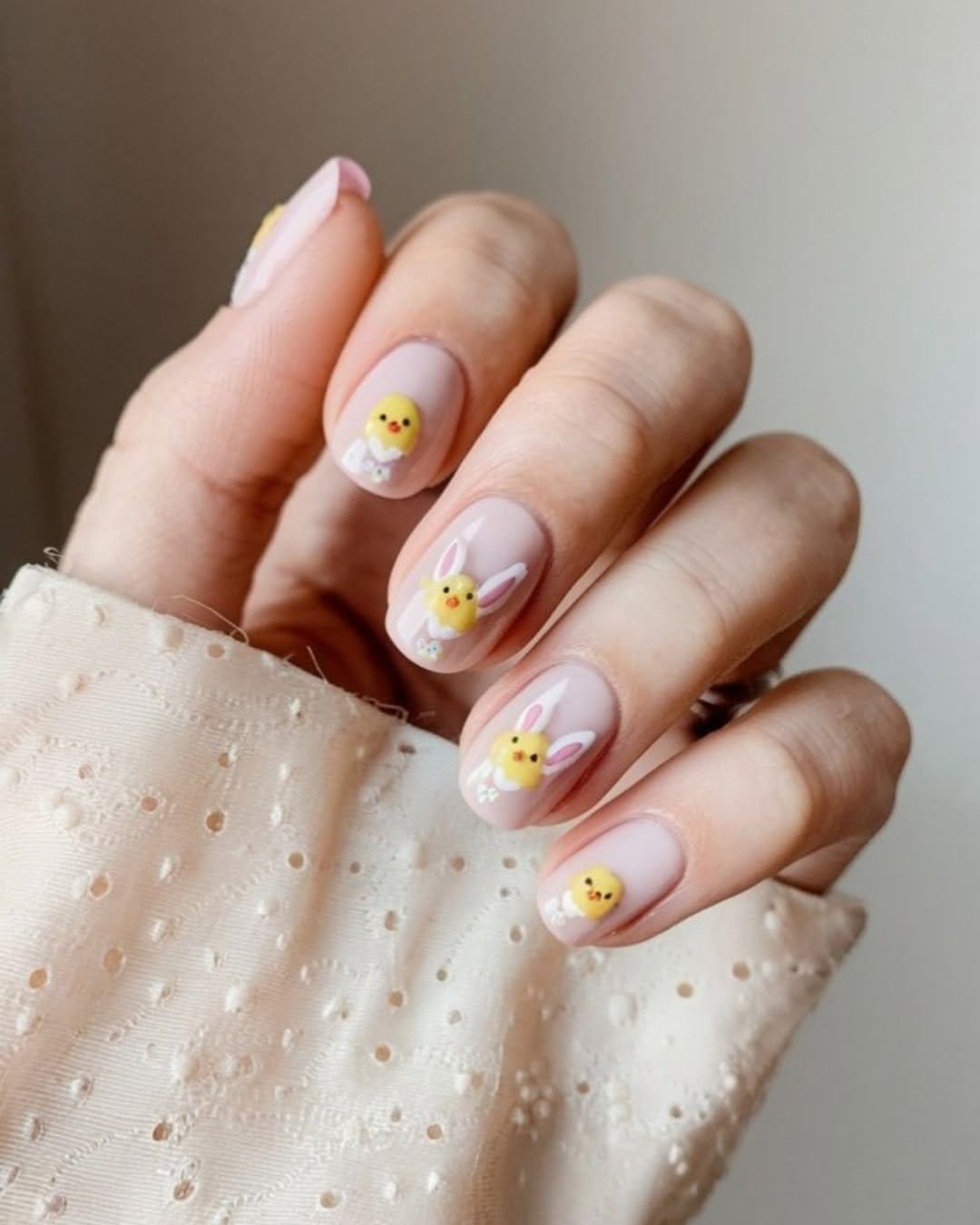 Adorable Easter chick nail design