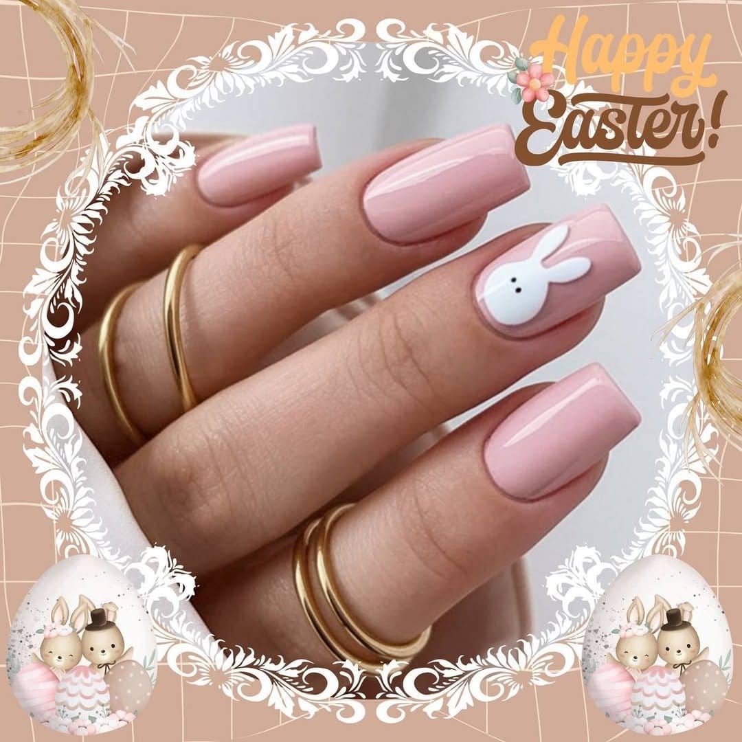 Easter egg nail art with pastel colors and intricate patterns