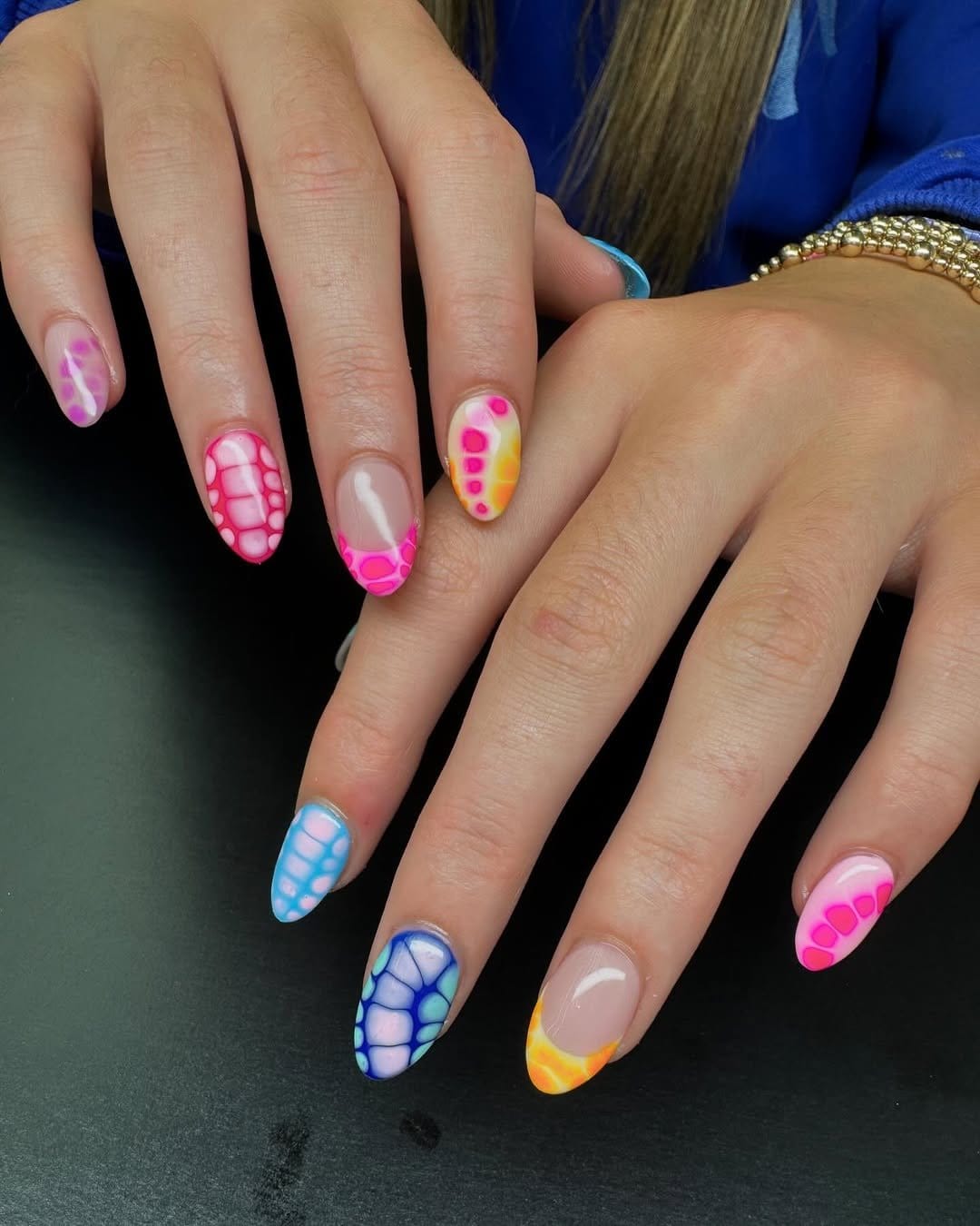 Vivid rainbow nail art