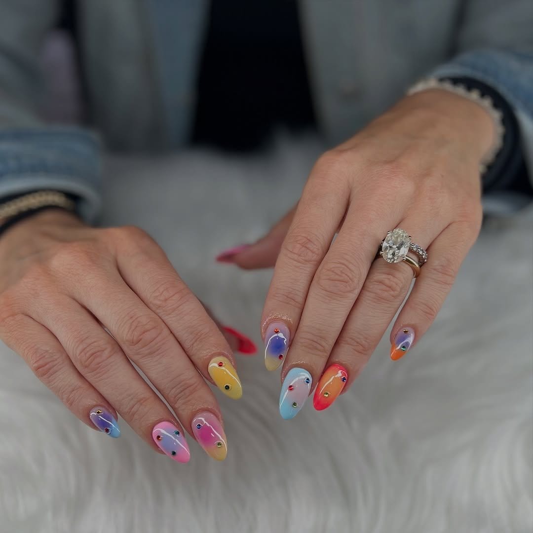 Colorful abstract nail art