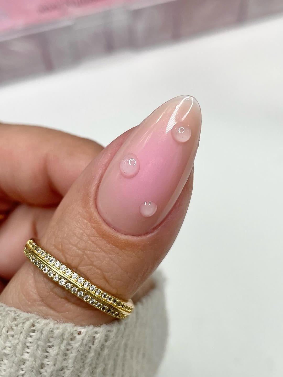 Dew drop nail art with clear accents