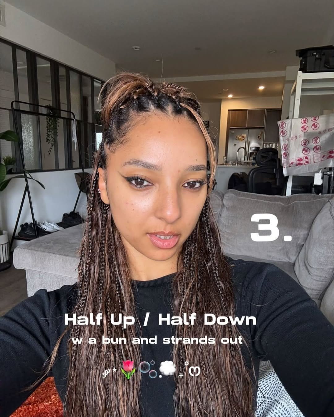 Side braid leading into a ponytail