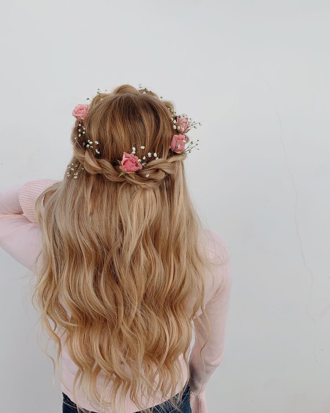 Half-up hairstyle with crown twist