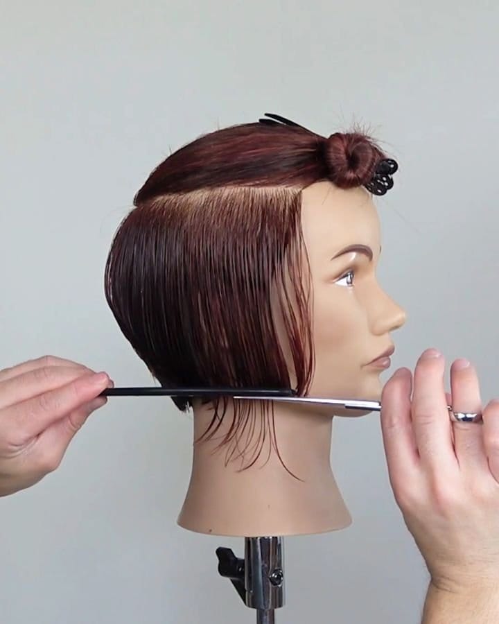 Sleek DIY short layered A-line cut