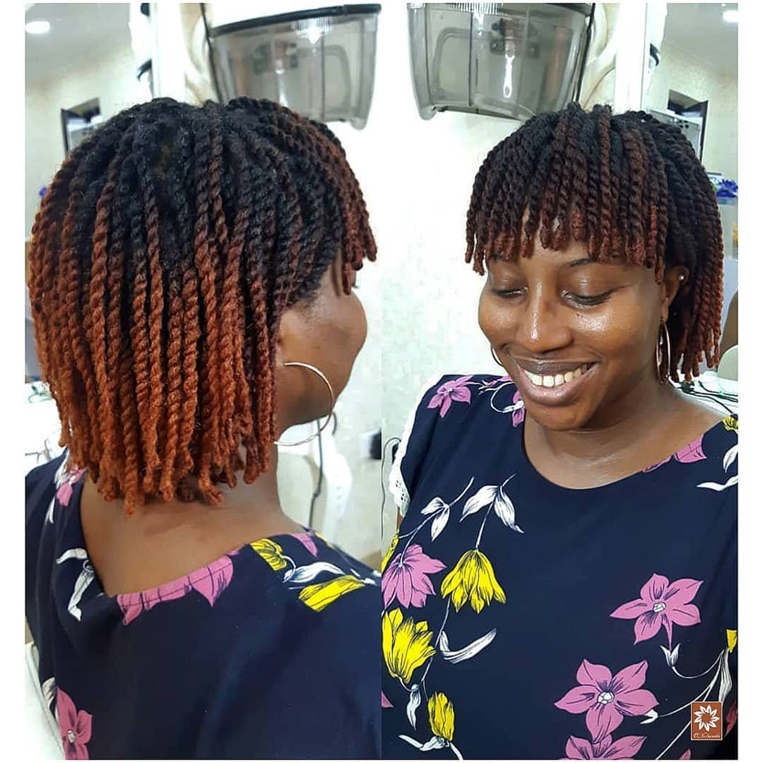 Stylish dreadlock bob with bangs