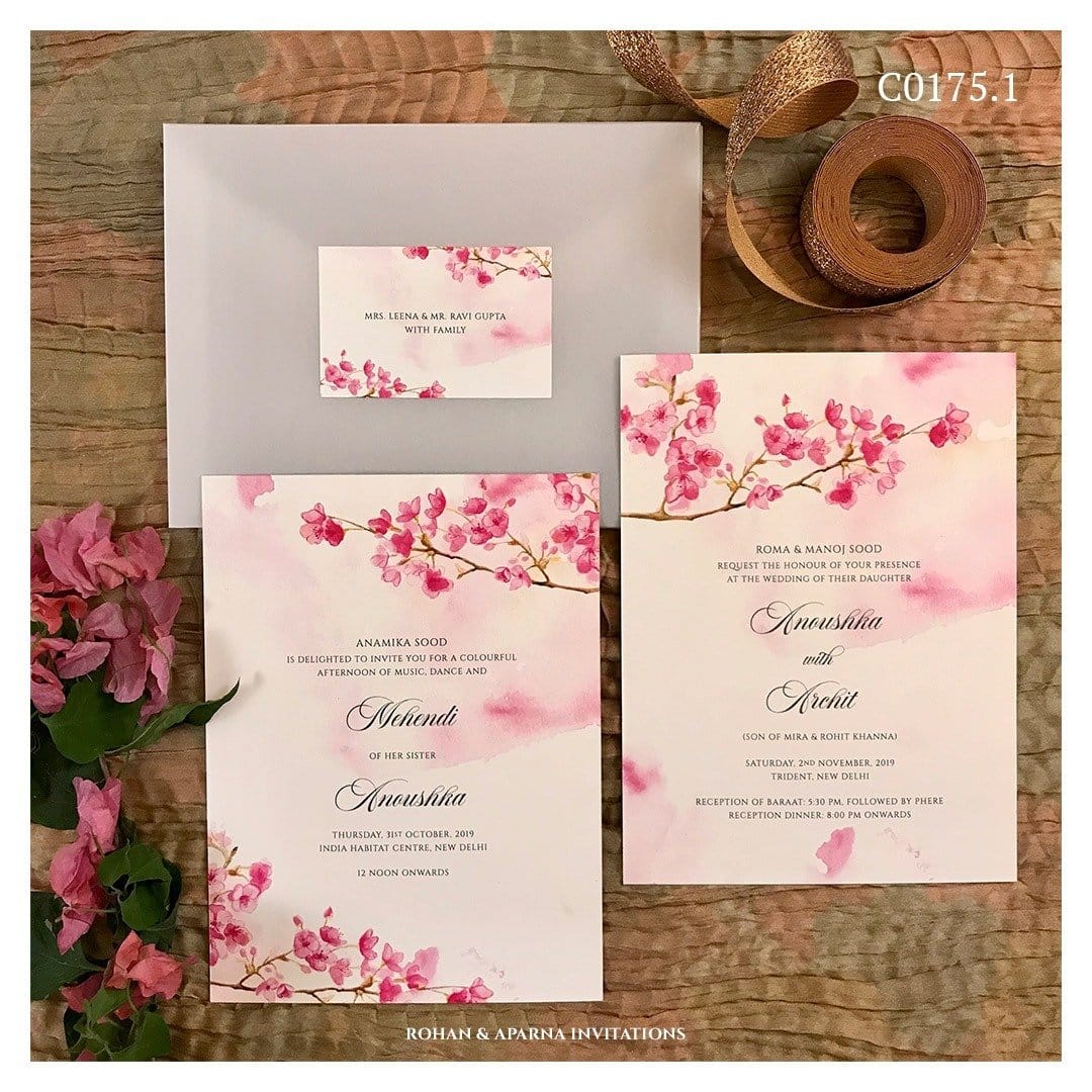 Cherry blossom design on a light pink background