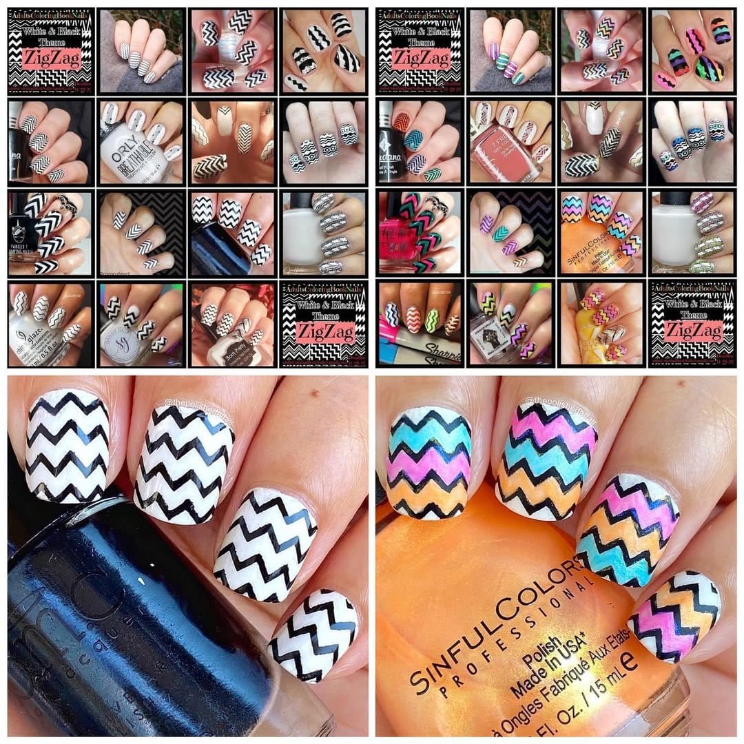 Chevron pattern on pastel nails