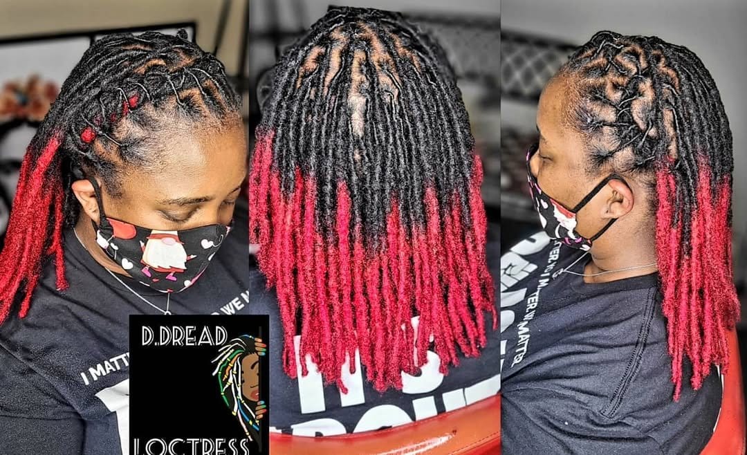 Vibrant colored tip dreadlocks