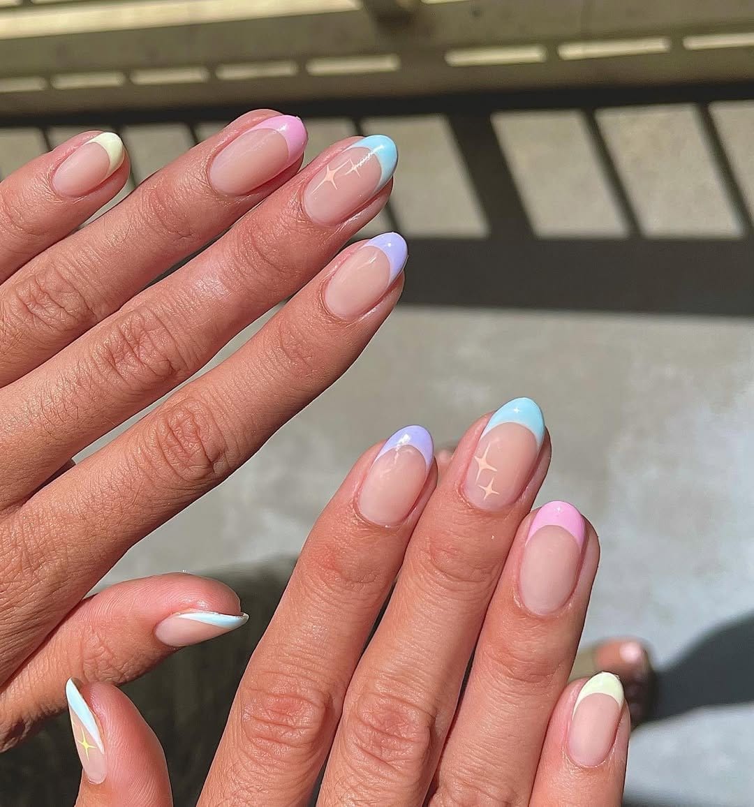 Elegant pastel French tip nails