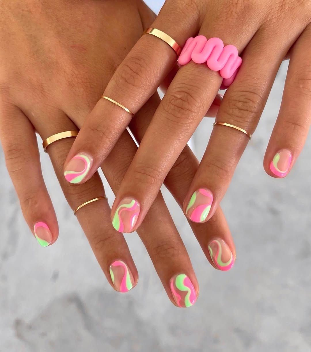 Light pink and mint nail design