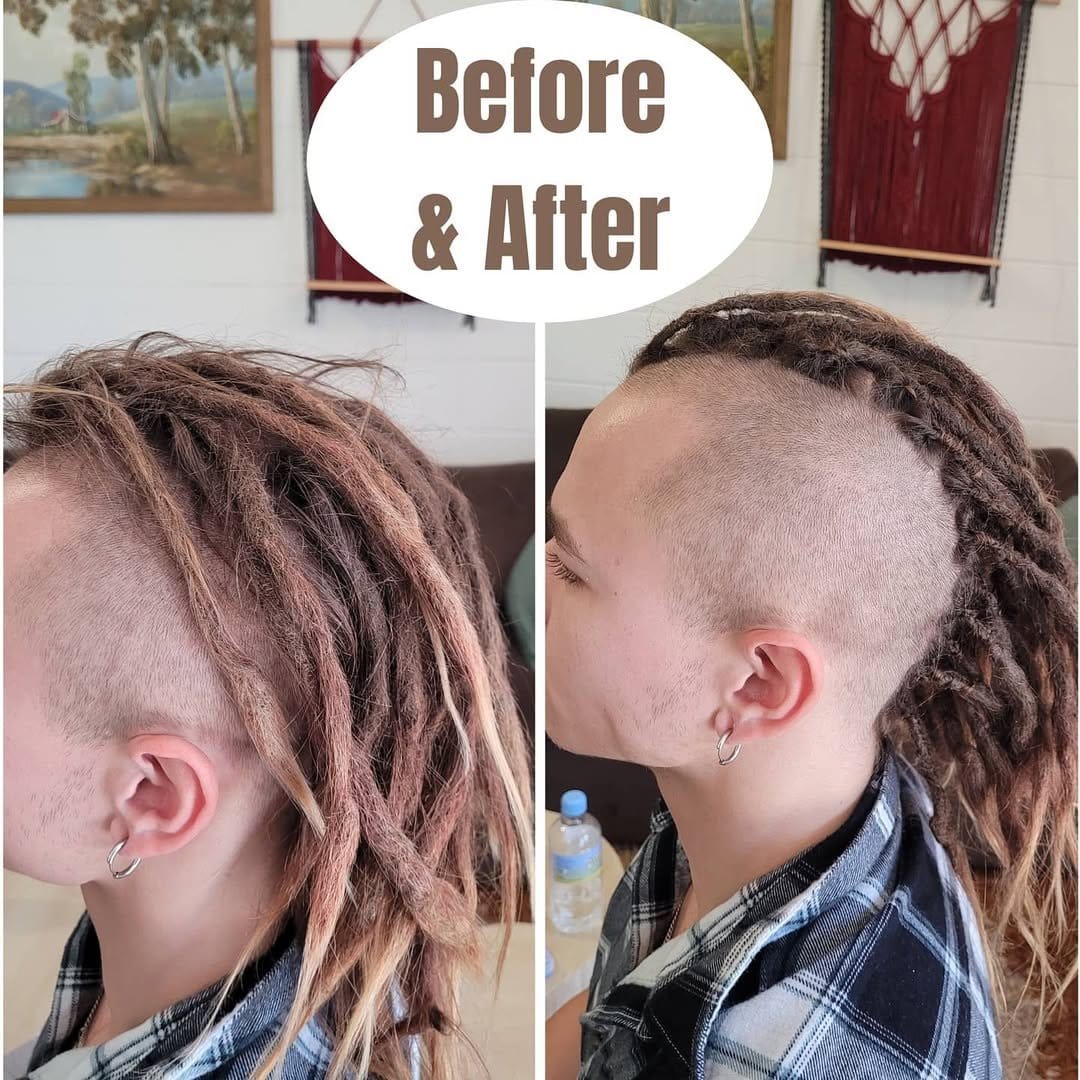 Short dreadlock hawk with shaved sides