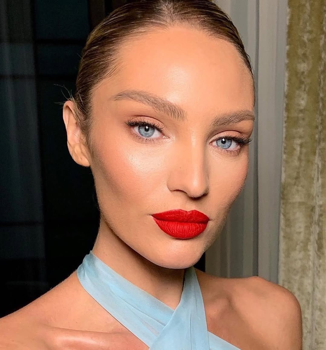 Classic bold red lipstick