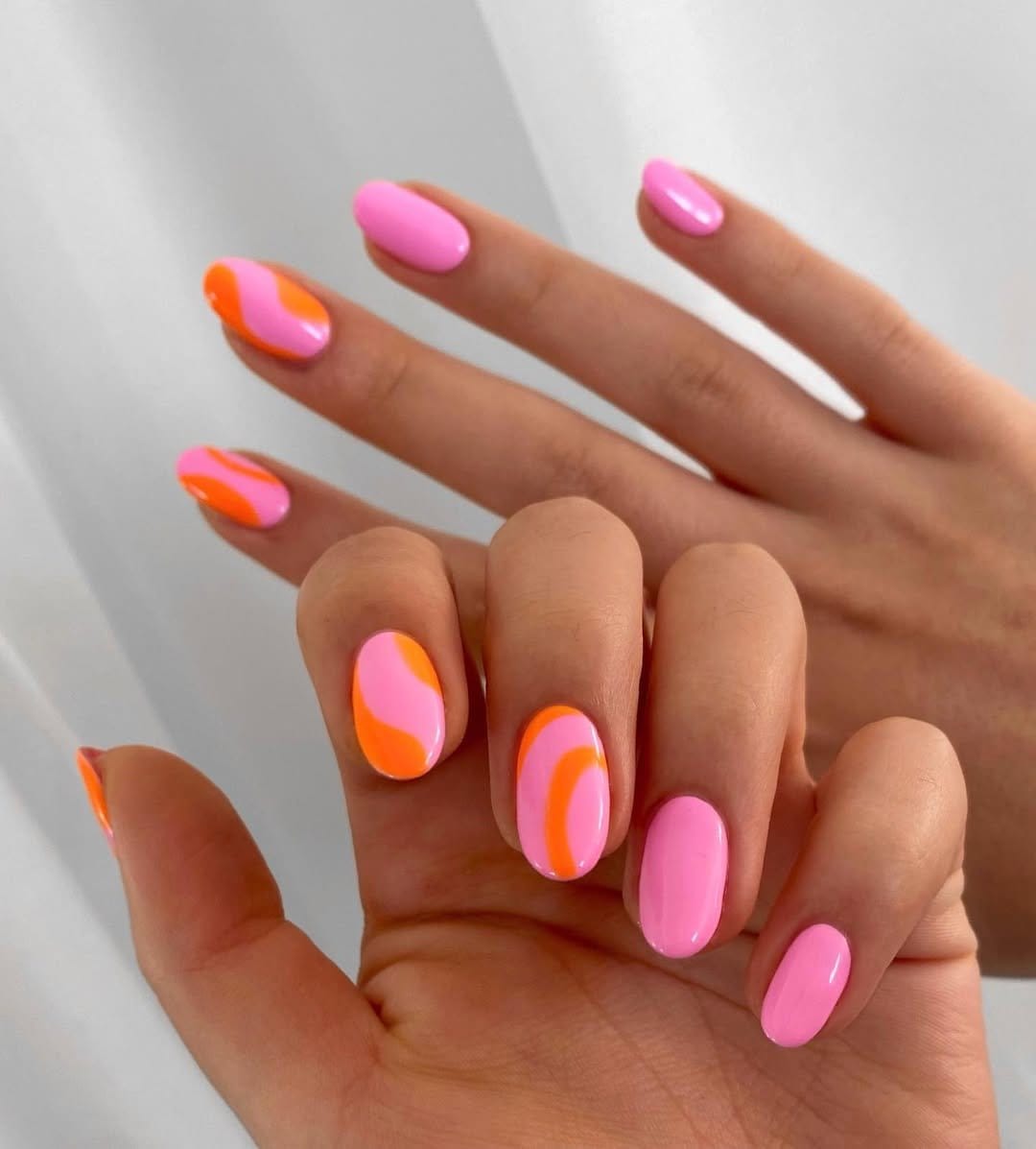 Unique red and pink abstract nail art