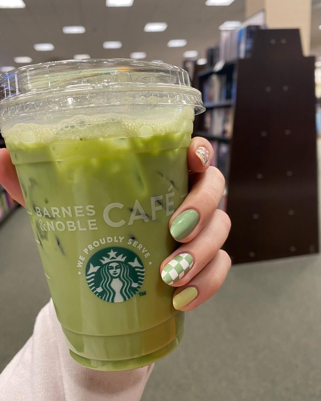 Succulent-inspired pastel nail art design