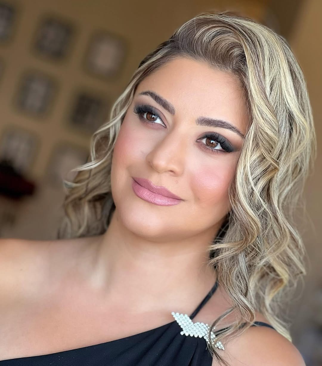 Dark lipstick and smoky eyes