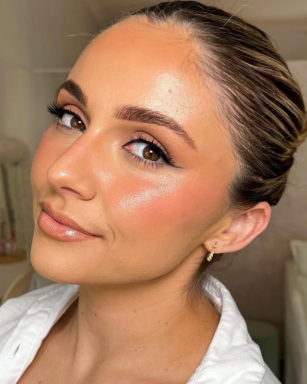 Dewy foundation with subtle blush