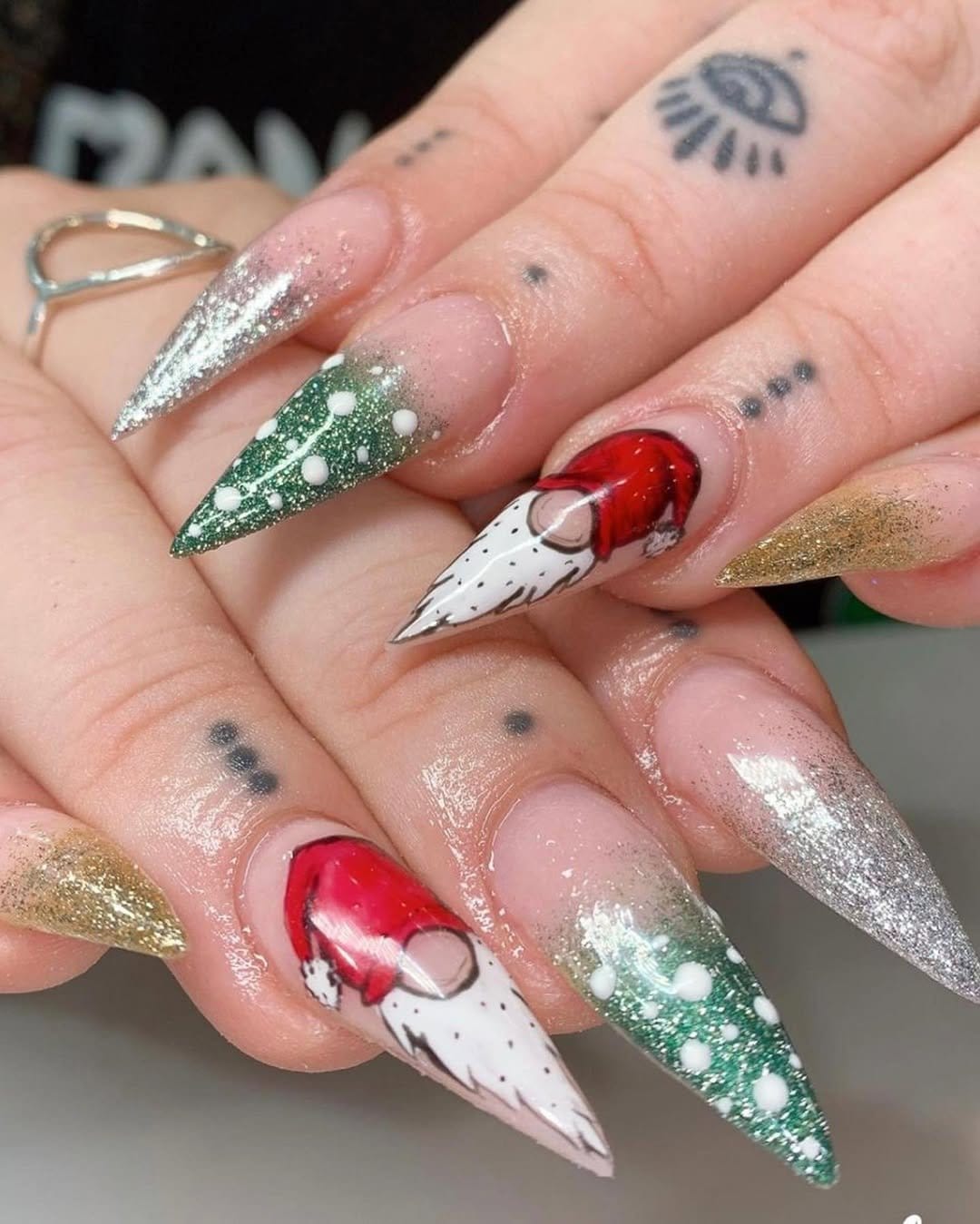 Cute garden gnome nail art