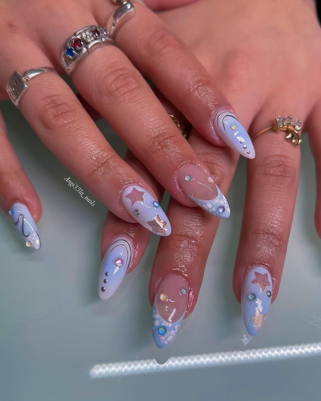 Creative abstract pastel nail art