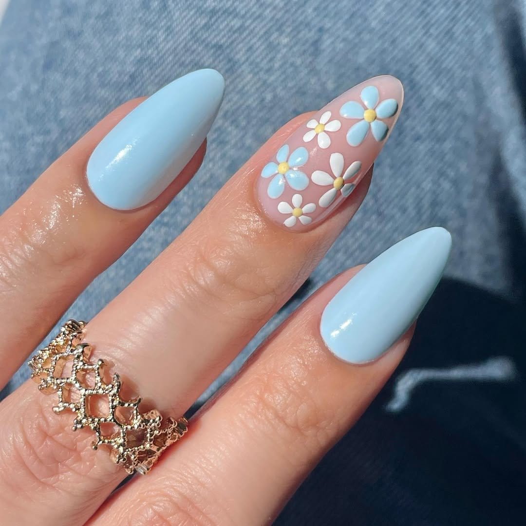 Pastel French tips on nude nails