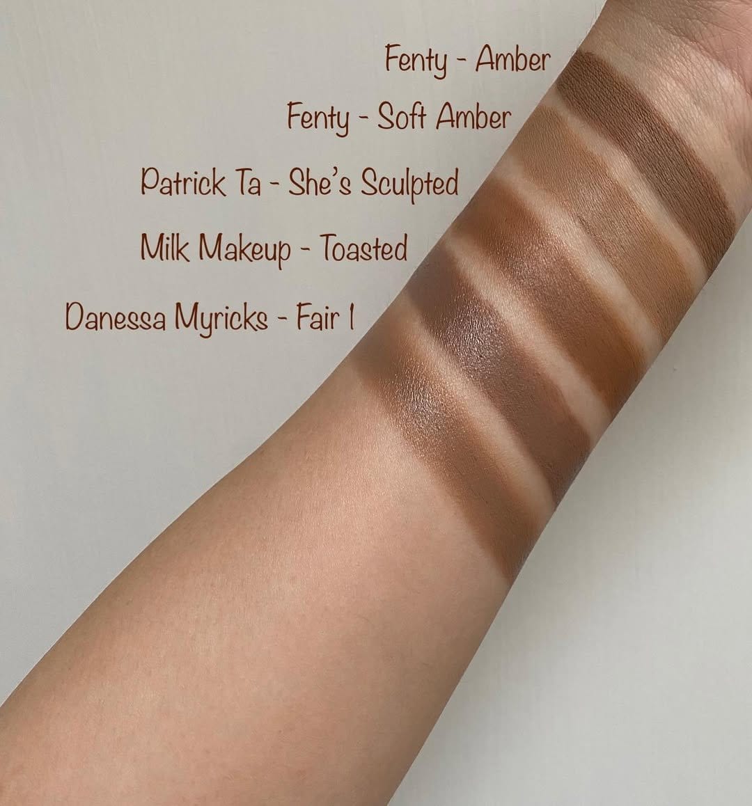 Face lightly contoured with bronzer