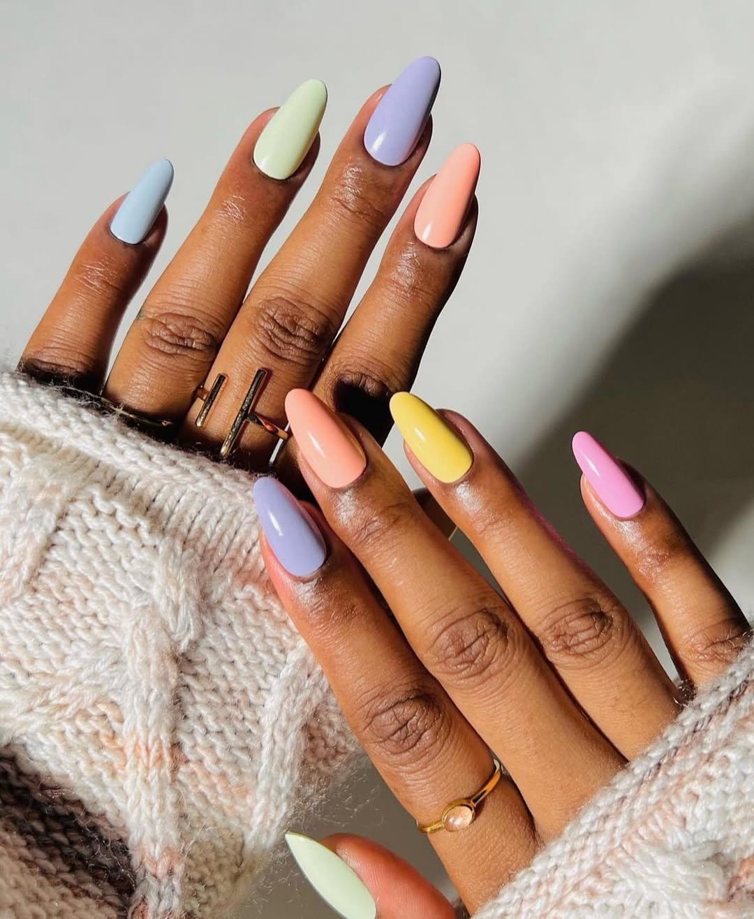 Fun pastel skittle nails